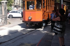 Die englsche historishe Straßenbahn, die zwischen Soller und Porto de Soller verkehrt